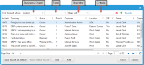 Record search window showing linking fields